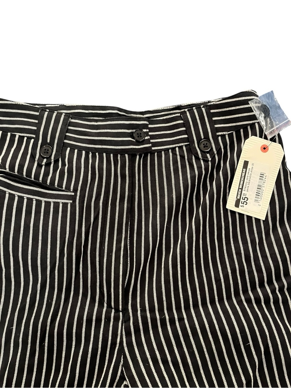 Billabong Black and White Vertical-Stripe Pants NWT - Picture 8 of 12